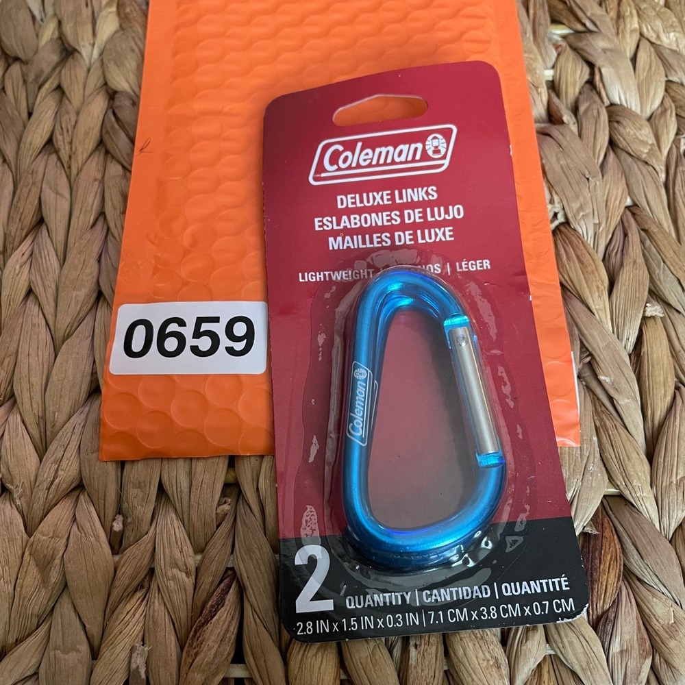✅ Coleman Deluxe Links 2 Pack Blue Aluminum Carabiner Accessory Clips #️⃣0659